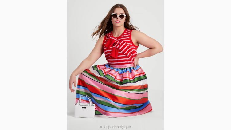 jupe mi-longue en organza à rayures du dimanche Kate Spade femmes vêtements D8288754 crème française/multi