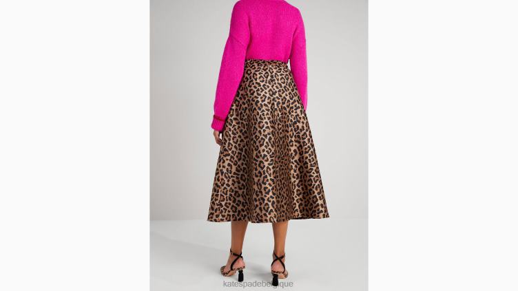 jupe midi en jacquard léopard Kate Spade femmes vêtements D8288962 noix de cajou grillées