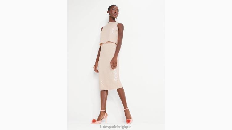 jupe à paillettes Kate Spade femmes vêtements D8288969 beige rosé