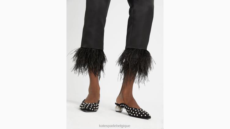 pantalon à bordure en plumes de satin Kate Spade femmes vêtements D8288885 noir