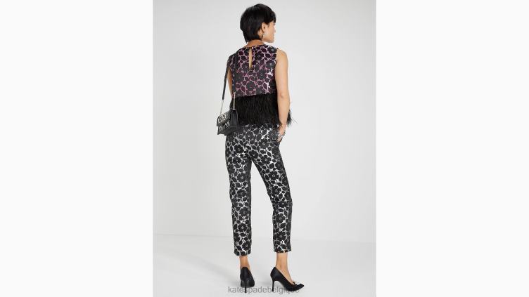 pantalon en brocart jardin rose Kate Spade femmes vêtements D8288922 noir