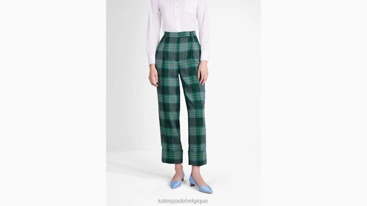 pantalon en laine à carreaux effet serre Kate Spade femmes vêtements D8288968 pinède