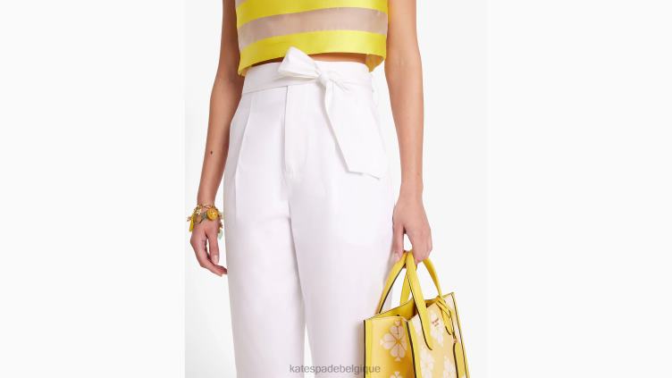 pantalon en popeline à taille nouée Kate Spade femmes vêtements D8288726 blanc frais
