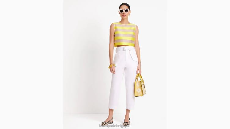 pantalon en popeline à taille nouée Kate Spade femmes vêtements D8288726 blanc frais