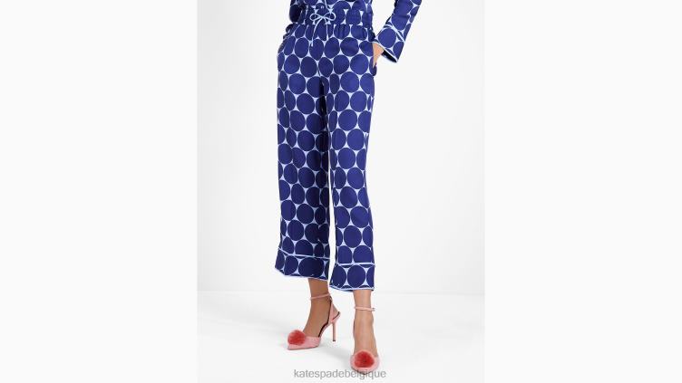 pantalon en sergé de soie à pois joy Kate Spade femmes vêtements D8288925 bleu citrine