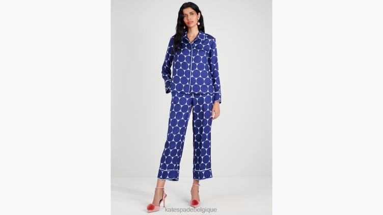 pantalon en sergé de soie à pois joy Kate Spade femmes vêtements D8288925 bleu citrine