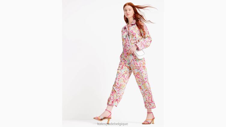 pantalon à fleurs anémone après les heures d'ouverture Kate Spade femmes vêtements D8288681 confiture de roses multi