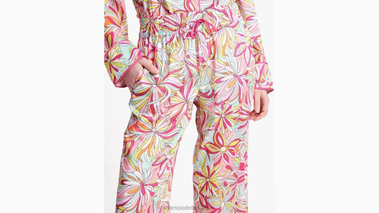 pantalon à fleurs anémone après les heures d'ouverture Kate Spade femmes vêtements D8288681 confiture de roses multi
