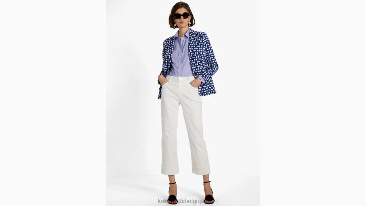 pantalon large en jean à revers Kate Spade femmes vêtements D8288766 blanc
