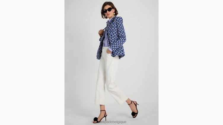 pantalon large en jean à revers Kate Spade femmes vêtements D8288766 blanc