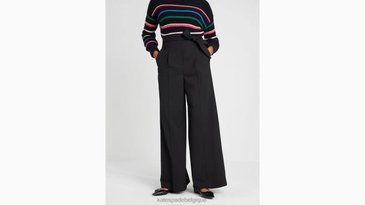 pantalon large à taille nouée Kate Spade femmes vêtements D8288912 noir