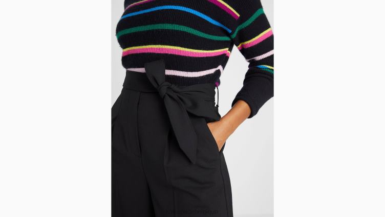 pantalon large à taille nouée Kate Spade femmes vêtements D8288912 noir