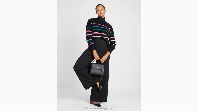 pantalon large à taille nouée Kate Spade femmes vêtements D8288912 noir