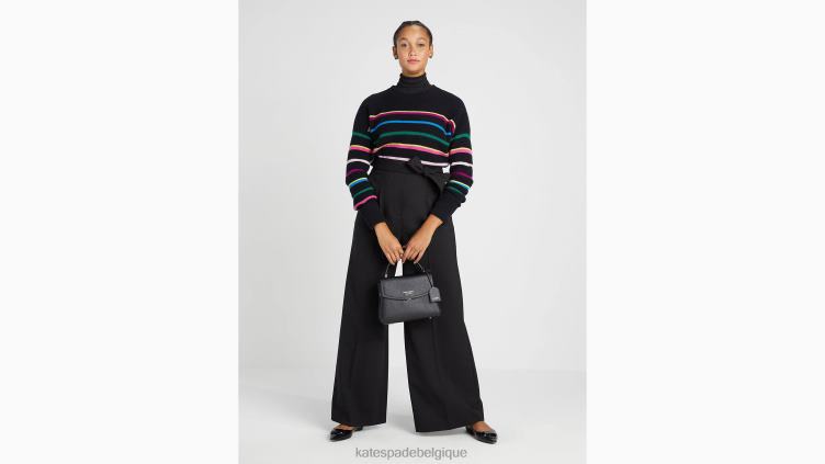 pantalon large à taille nouée Kate Spade femmes vêtements D8288912 noir