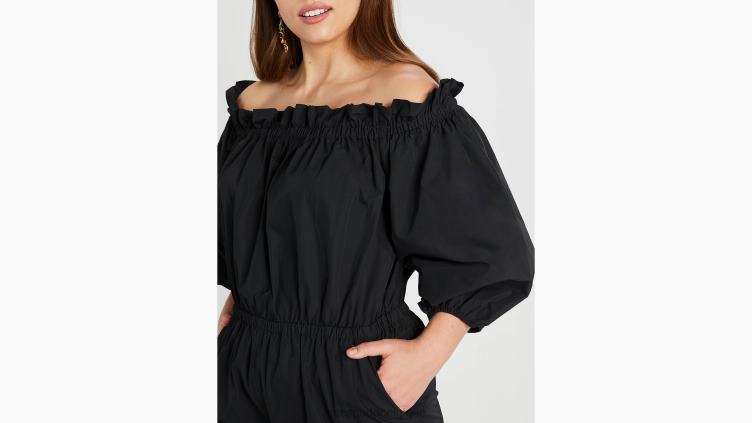 combinaison à épaules dénudées en taffetas Kate Spade femmes vêtements D8288770 noir