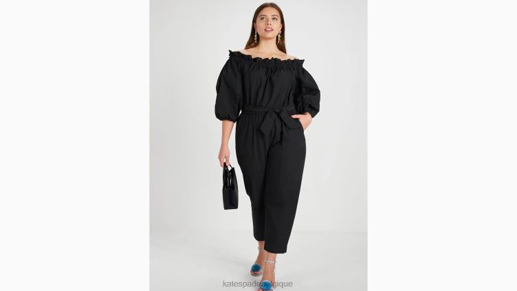 combinaison à épaules dénudées en taffetas Kate Spade femmes vêtements D8288770 noir