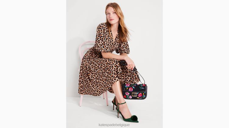 jolie robe portefeuille léopard Kate Spade femmes vêtements D8288937 noix de cajou grillées