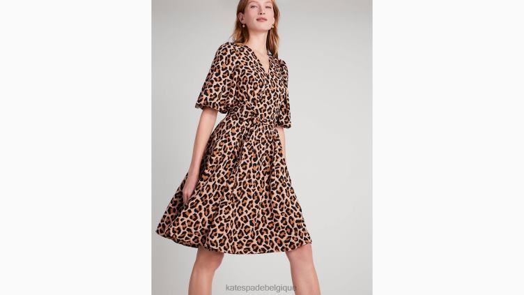 jolie robe portefeuille léopard Kate Spade femmes vêtements D8288937 noix de cajou grillées