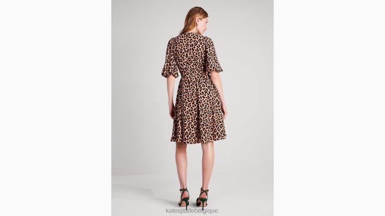 jolie robe portefeuille léopard Kate Spade femmes vêtements D8288937 noix de cajou grillées