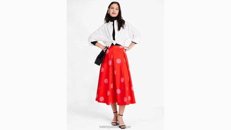 jupe en faille à pois géants Kate Spade femmes vêtements D8288877 flamme écarlate