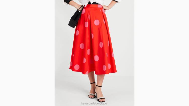 jupe en faille à pois géants Kate Spade femmes vêtements D8288877 flamme écarlate