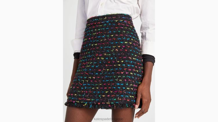 jupe en tweed métallisé Kate Spade femmes vêtements D8288927 noir multicolore