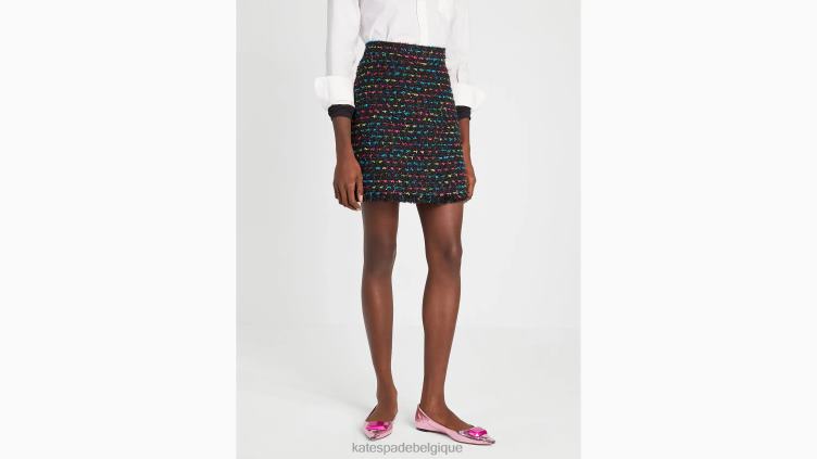 jupe en tweed métallisé Kate Spade femmes vêtements D8288927 noir multicolore