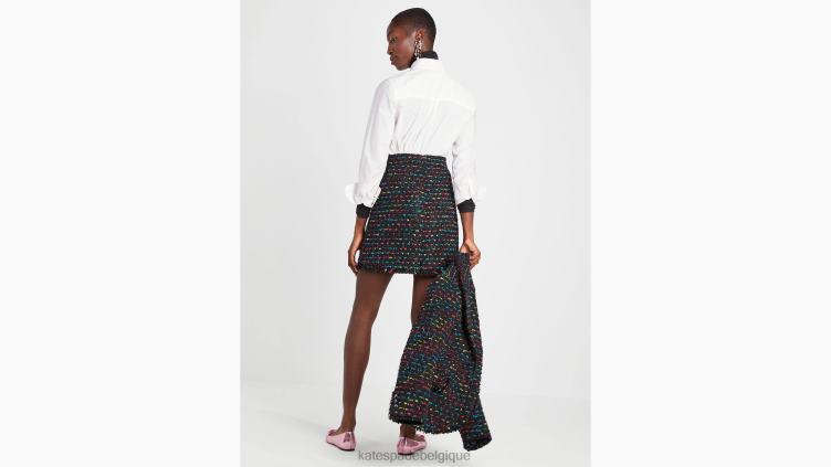 jupe en tweed métallisé Kate Spade femmes vêtements D8288927 noir multicolore