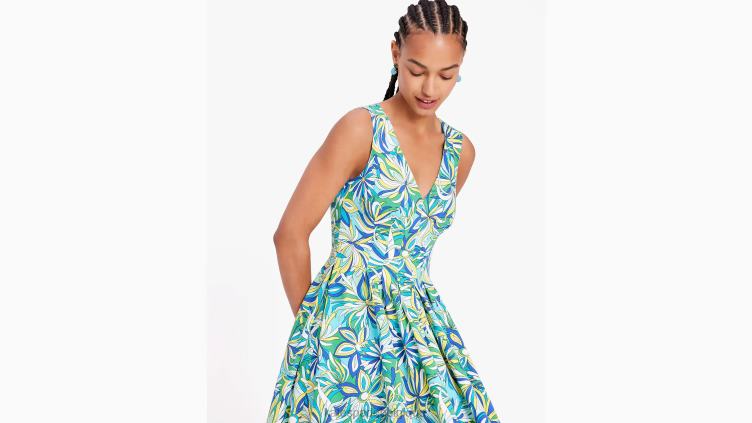 robe amelia à fleurs anémone Kate Spade femmes vêtements D8288680 bleu glacier multicolore