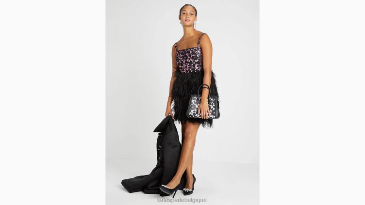 robe à bordure en plumes rose garden Kate Spade femmes vêtements D8288880 nuage rose