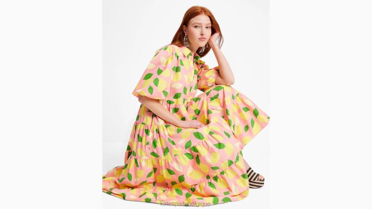 robe-chemise nouée à la taille en imprimé citron Kate Spade femmes vêtements D8288704 étoile de mer