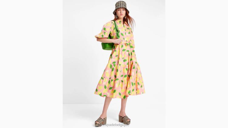robe-chemise nouée à la taille en imprimé citron Kate Spade femmes vêtements D8288704 étoile de mer