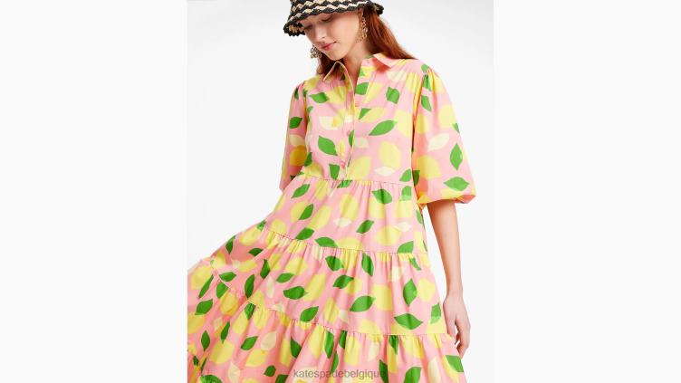 robe-chemise nouée à la taille en imprimé citron Kate Spade femmes vêtements D8288704 étoile de mer