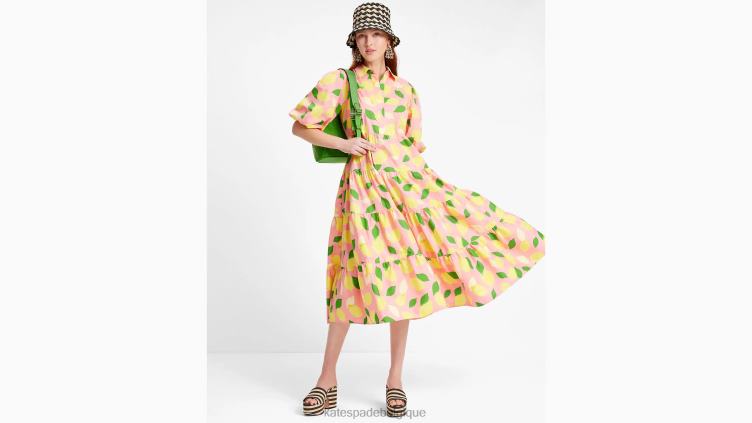 robe-chemise nouée à la taille en imprimé citron Kate Spade femmes vêtements D8288704 étoile de mer