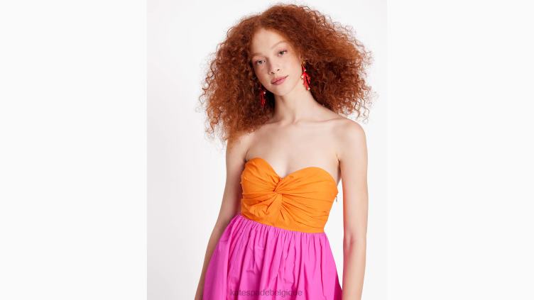 robe color block à corsage torsadé Kate Spade femmes vêtements D8288685 satsuma/rose tropical