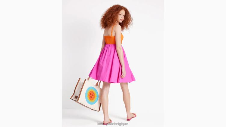 robe color block à corsage torsadé Kate Spade femmes vêtements D8288685 satsuma/rose tropical