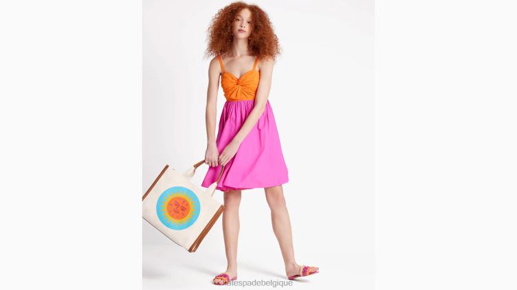 robe color block à corsage torsadé Kate Spade femmes vêtements D8288685 satsuma/rose tropical