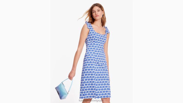 robe coquillage à épaules nouées Kate Spade femmes vêtements D8288696 myrtille/crème