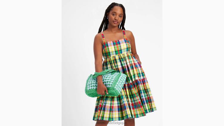 robe courte à volants et carreaux côtiers Kate Spade femmes vêtements D8288728 multi