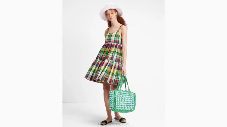 robe courte à volants et carreaux côtiers Kate Spade femmes vêtements D8288728 multi