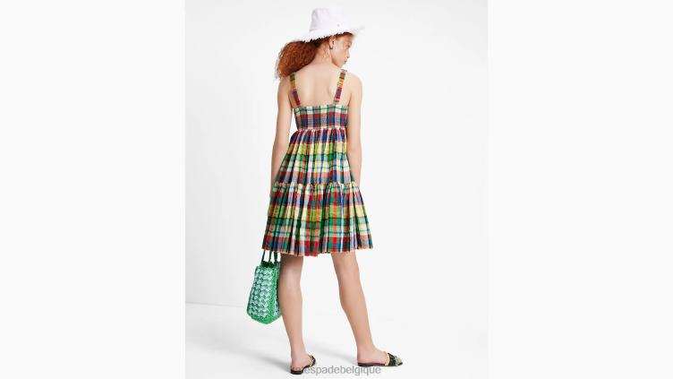 robe courte à volants et carreaux côtiers Kate Spade femmes vêtements D8288728 multi