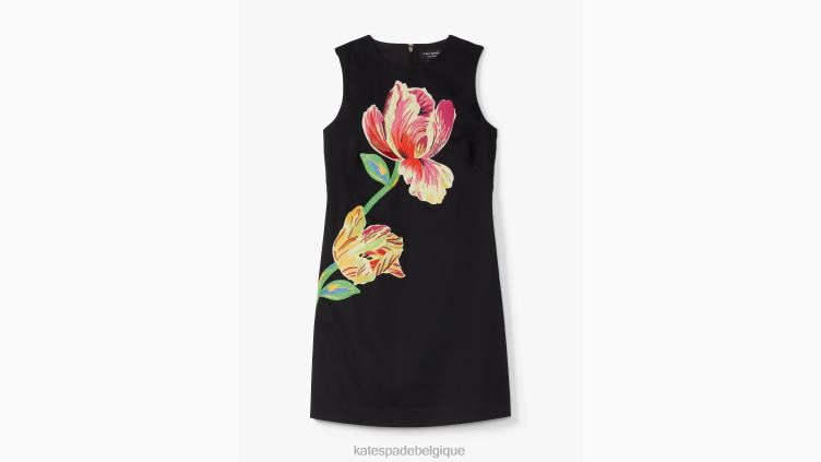 robe droite à fleurs appliquées Kate Spade femmes vêtements D8288731 noir