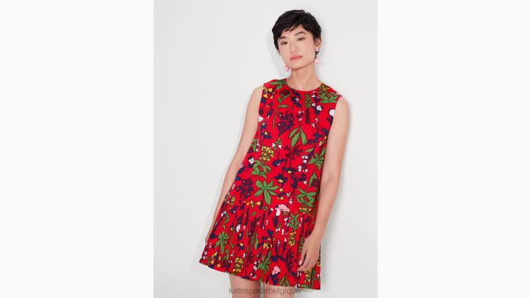 robe droite plissée jardin botanique Kate Spade femmes vêtements D8288959 moteur rouge
