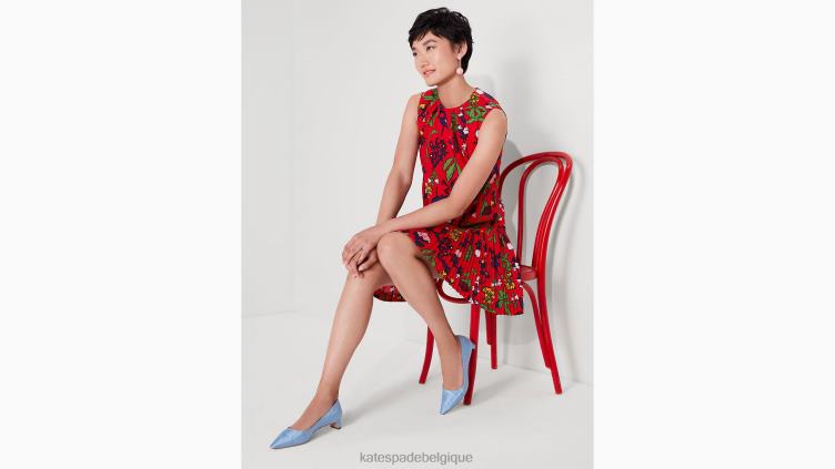 robe droite plissée jardin botanique Kate Spade femmes vêtements D8288959 moteur rouge