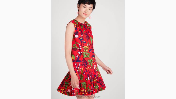 robe droite plissée jardin botanique Kate Spade femmes vêtements D8288959 moteur rouge