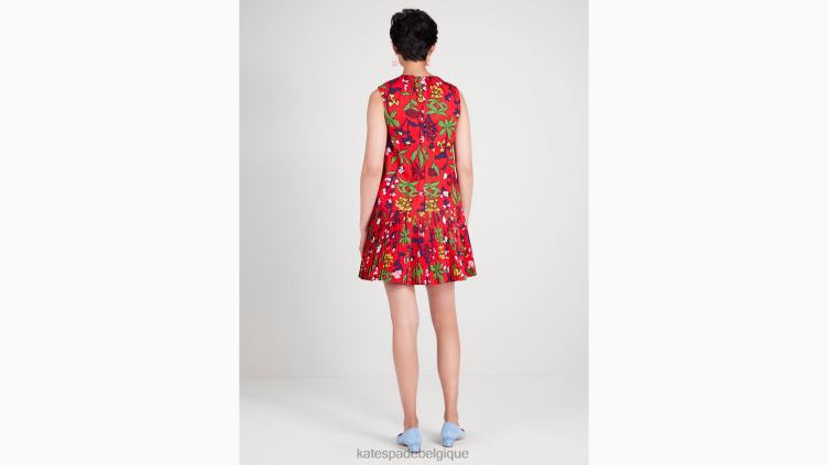 robe droite plissée jardin botanique Kate Spade femmes vêtements D8288959 moteur rouge