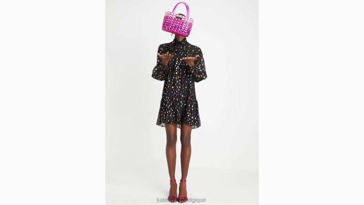 robe droite à pois métallisés et col noué Kate Spade femmes vêtements D8288886 multi