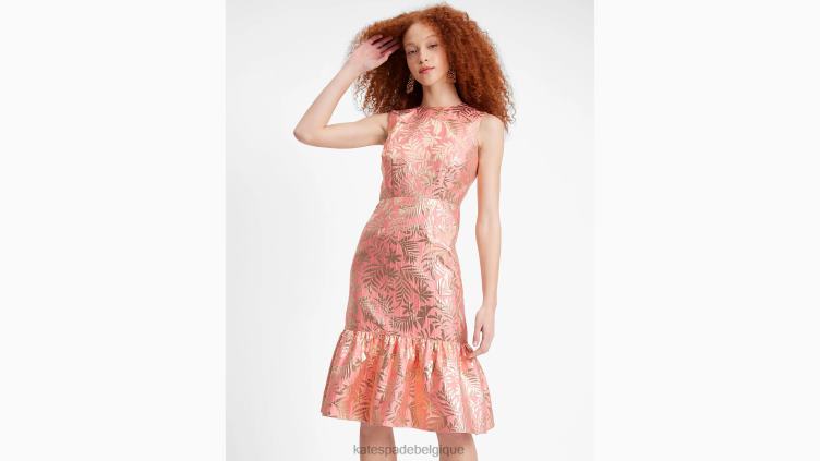 robe en brocart à feuillage tropical Kate Spade femmes vêtements D8288713 étoile de mer/or