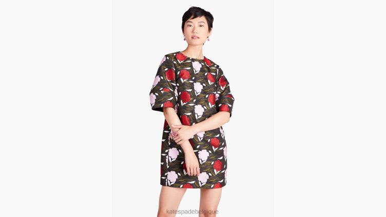 robe en brocart roseraie Kate Spade femmes vêtements D8288911 noir multicolore