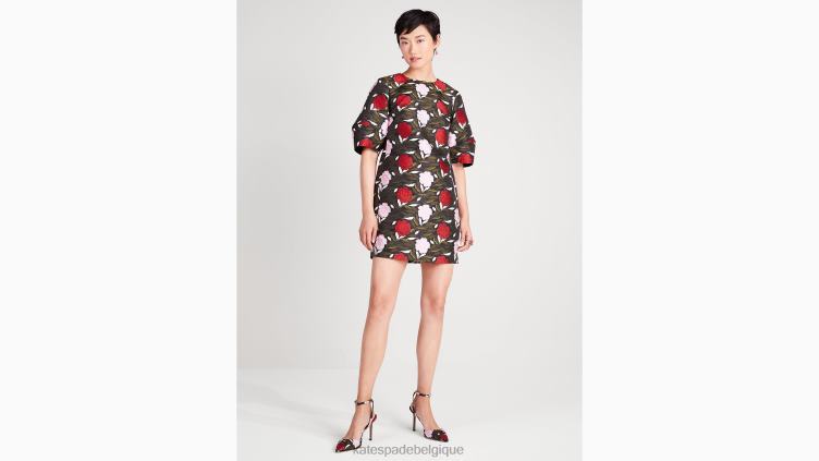 robe en brocart roseraie Kate Spade femmes vêtements D8288911 noir multicolore